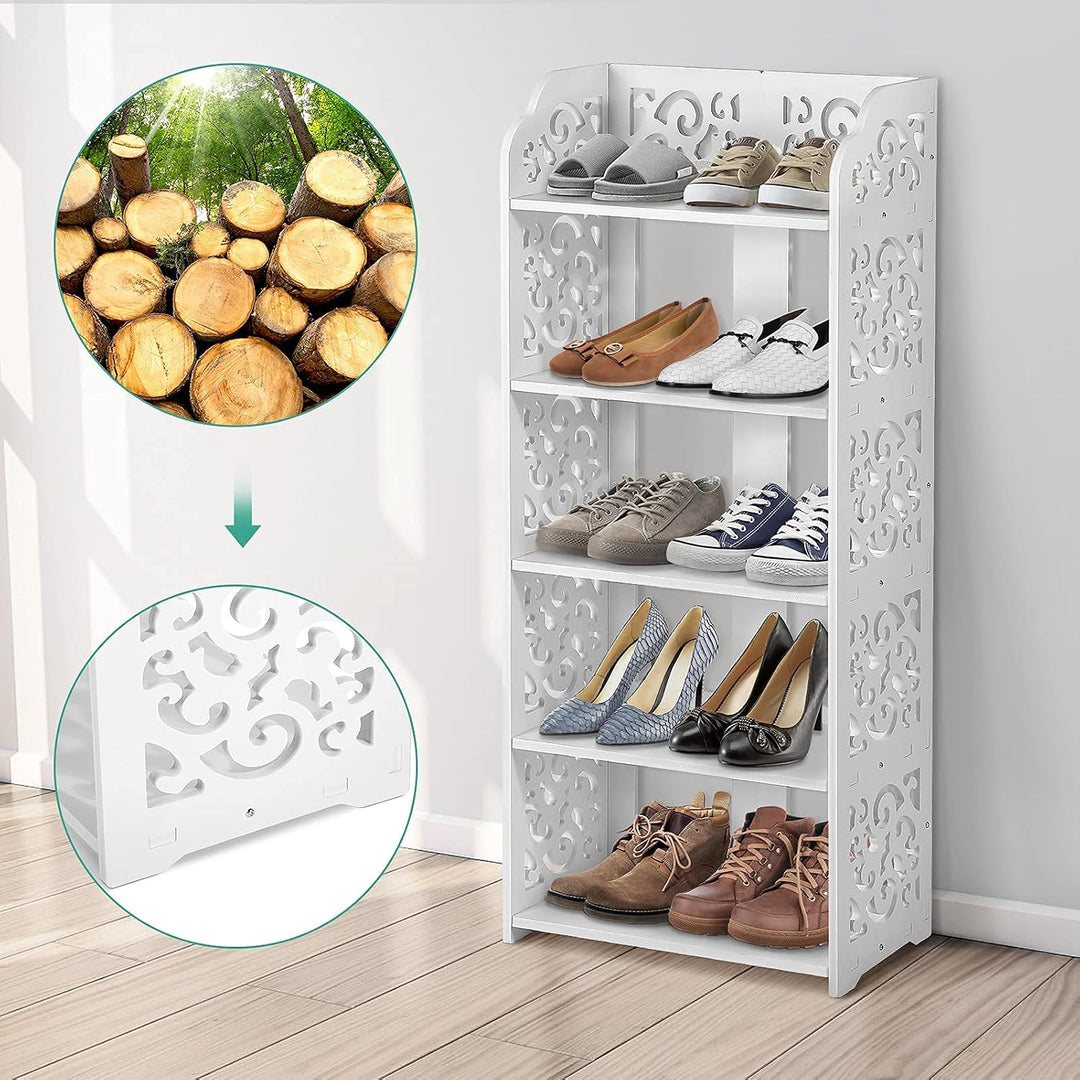 Ejoyous Schuhregal 5 Ebenen, Schuhablage Schmal Schuhschrank Schuhständer Platzsparend Stehregal Sho