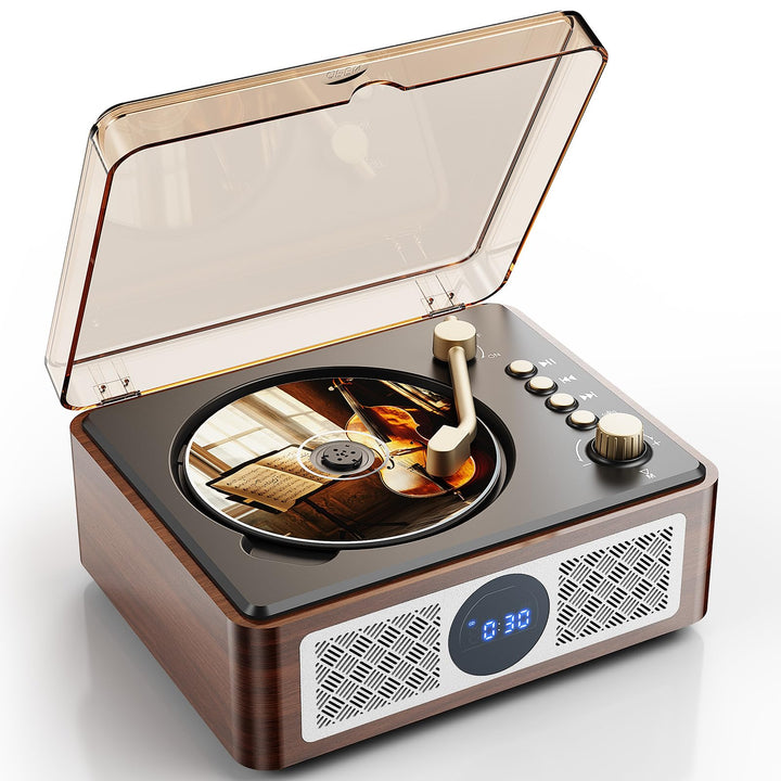 Bluetooth CD Player Tragbar mit Fernbedienung - Retro CD Spieler Klein mit FM-Radio,Lautsprecher,und