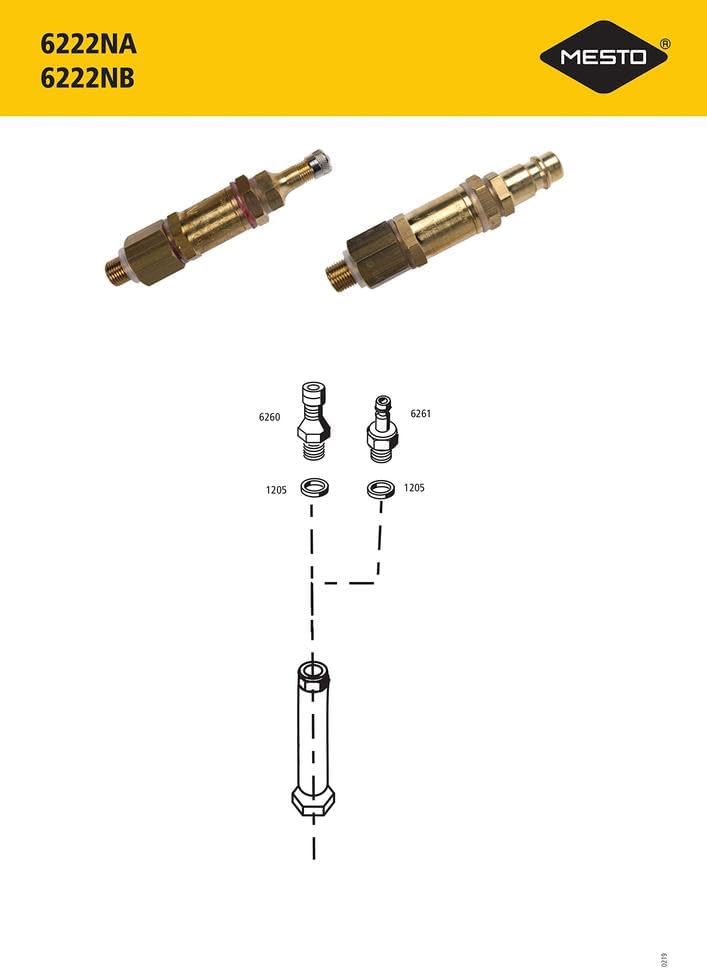 Mesto Druckluftfüllventil (Messing; 6 bar; Druckbegrenzer; für Kompressor geeignet; mit Steckkupplun