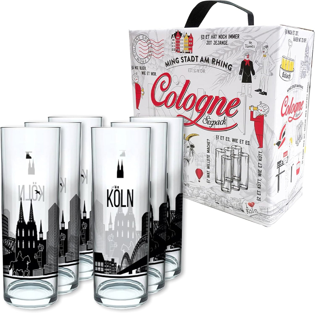 3forCologne Kölschglas | 6er Pack je 0,2ml | Kölsches Grundgesetz &amp; Kölner Dom |Biergläser, Kölner-S