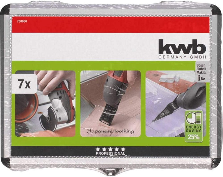 kwb AKKU-TOP Multitool Sägeblätter - Koffer-Set, 7-teilig, inkl. Tauchsägeblatt, Linienschneider und
