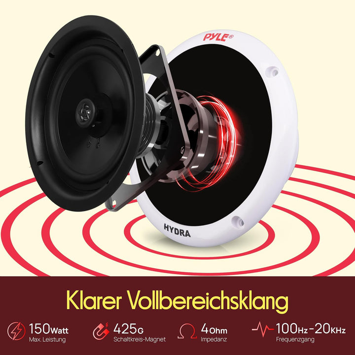 Pyle Marine Lautsprecher (150 Watt, 13,33 cm (5,25 Zoll), 2-Wege) weiss