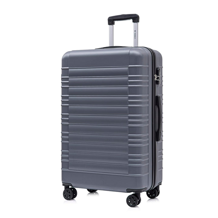Koffer Suitcase XL Grau, Trolley Reisekoffer, Rollkoffer Handgepäck mit 4 Rollen 360°, Hartschalenre