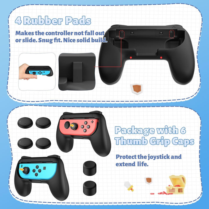 FASTSNAIL Rutschfester Griffe Kompatibel mit Nintendo Switch für JoyCon, Halterung Gaming Controller