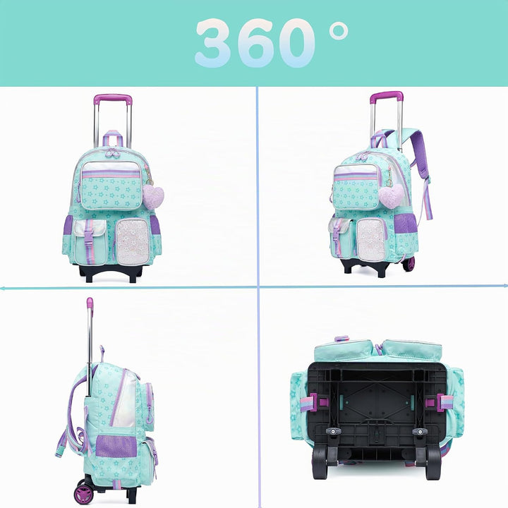 HTgroce 3pcs Kinder Trolley Rucksack Schultasche Schulranzen Mädchen schultrolleys Schulrucksack Kin