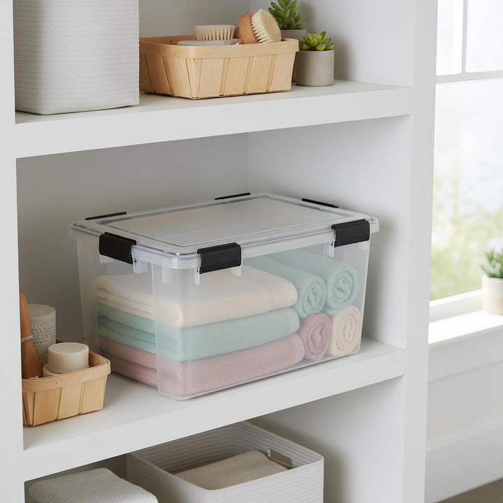 Iris Ohyama Luftdichte Kunststoff-Aufbewahrungsboxen mit Deckel, 50L, 3er-Set, Transparent, Hermetis