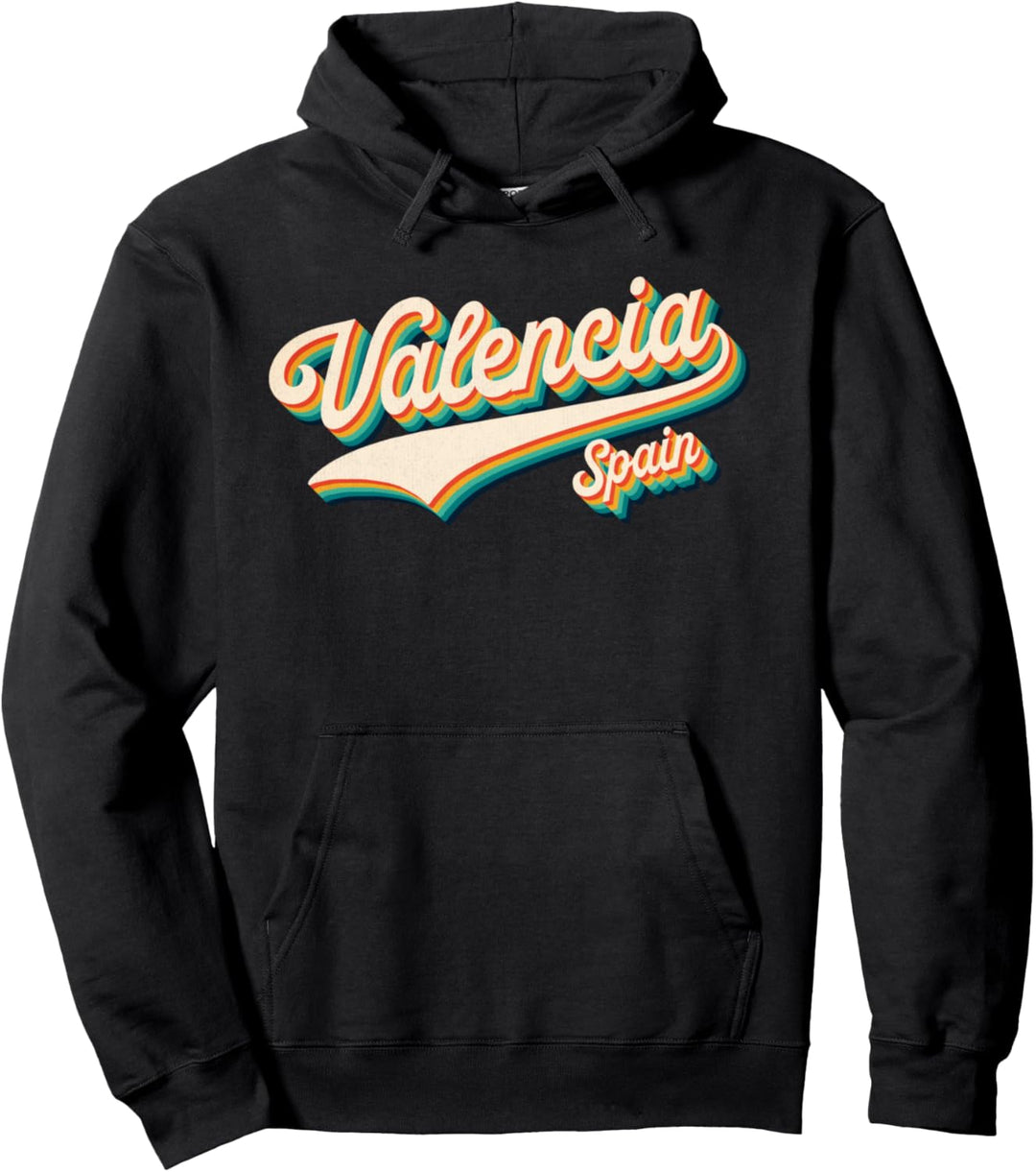 70s Vintage Retro Valencia Spain Throwback Gift Pullover Hoodie