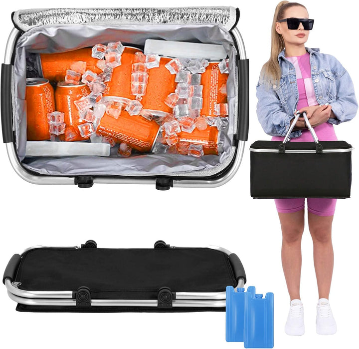 SPRINGOS Thermotasche Kühltasche Schwarz, 2 Kühlakku, Schwarz, 2 Kühlakku