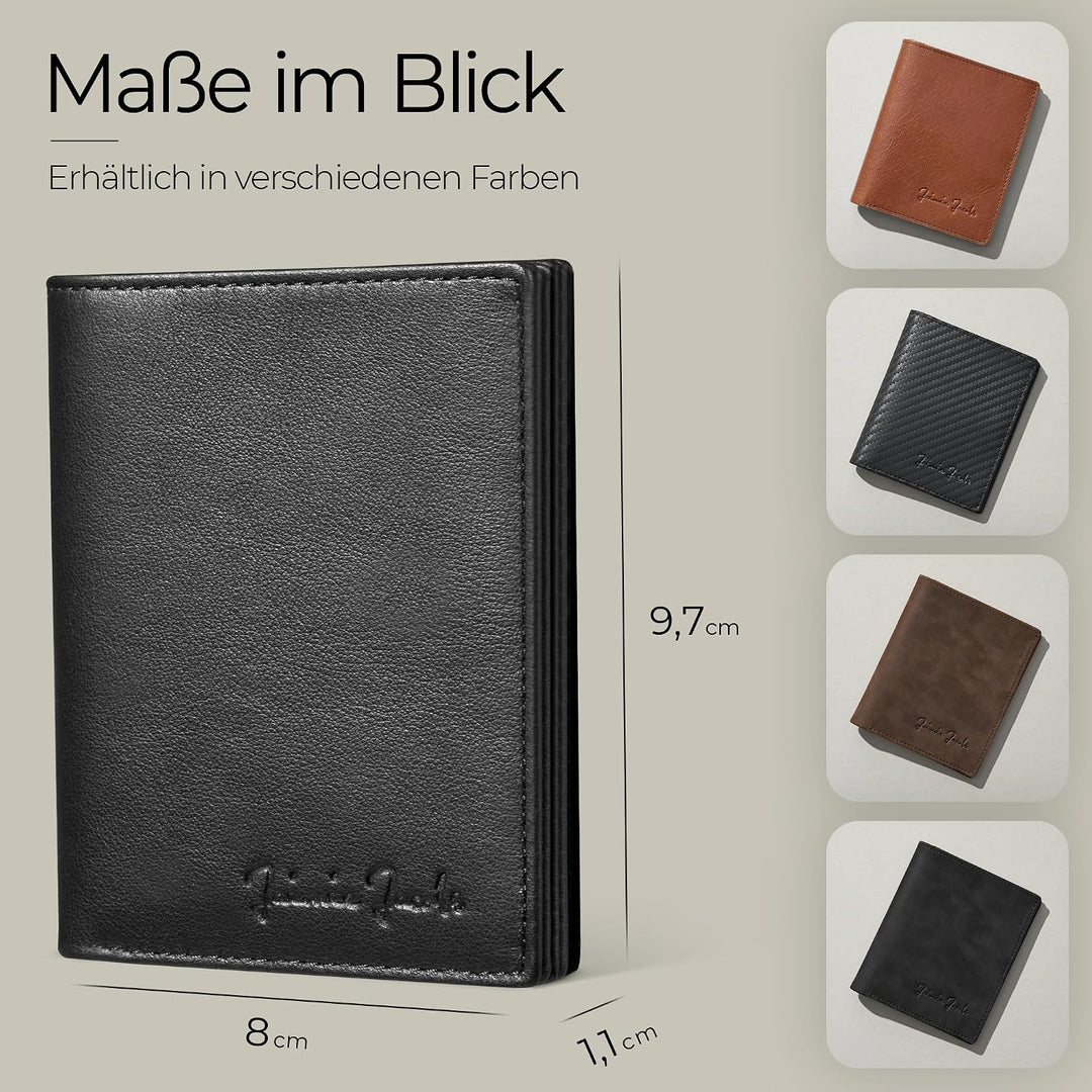 Jaimie Jacobs SLIMSTAR mit grossem Münzfach dünne Geldbörse Leder Slim Wallet Hochformat Geldbeutel
