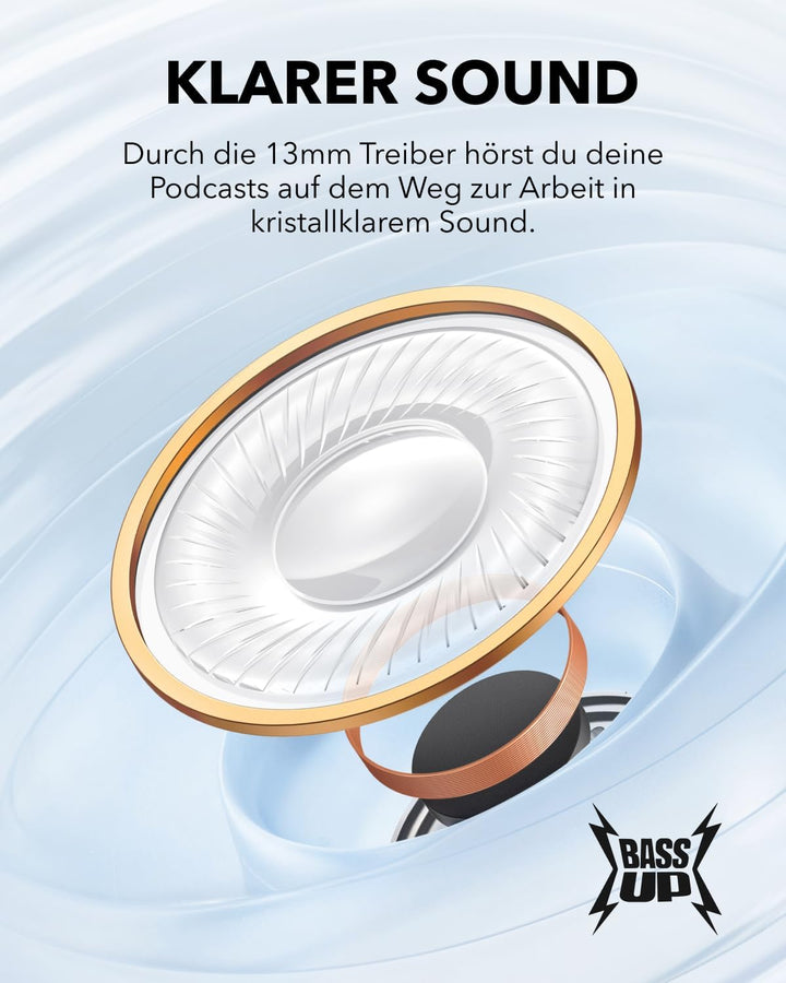oundcore K20i von Anker, Semi-In-Ear Earbuds, Bluetooth Wireless, 36h Spielzeit, Schnell-Laden, klar