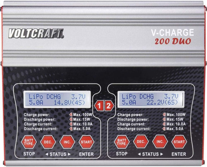VOLTCRAFT V-Charge 200 Duo Modellbau-Multifunktionsladegerät 12 V, 230 V 10 A Blei, NiMH, NiCd, LiPo