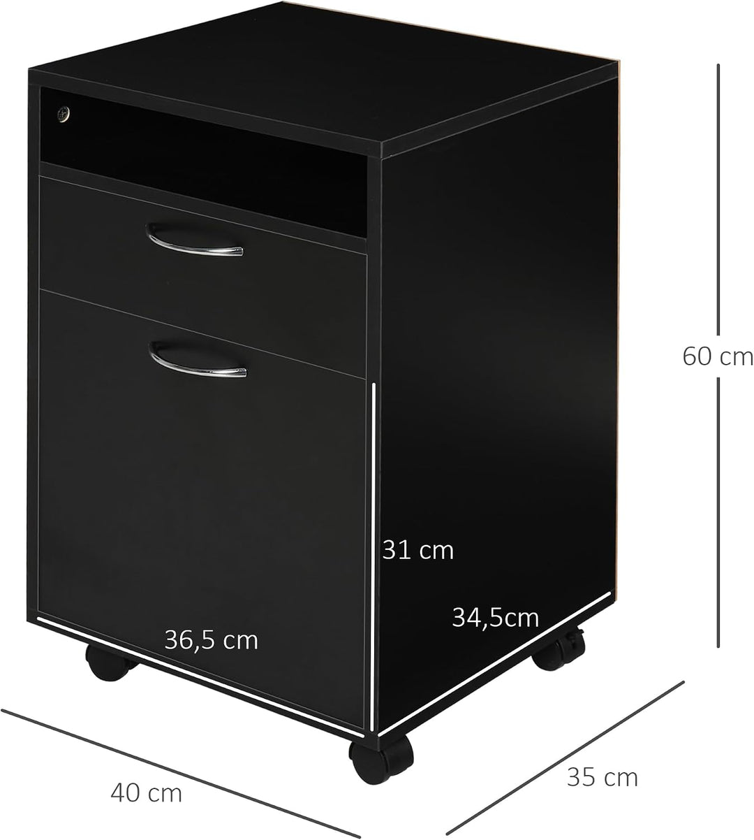 HOMCOM Rollcontainer, Aktenschrank, Bürocontainer mit Schublade, Büroschrank, Aufbewahrung Container