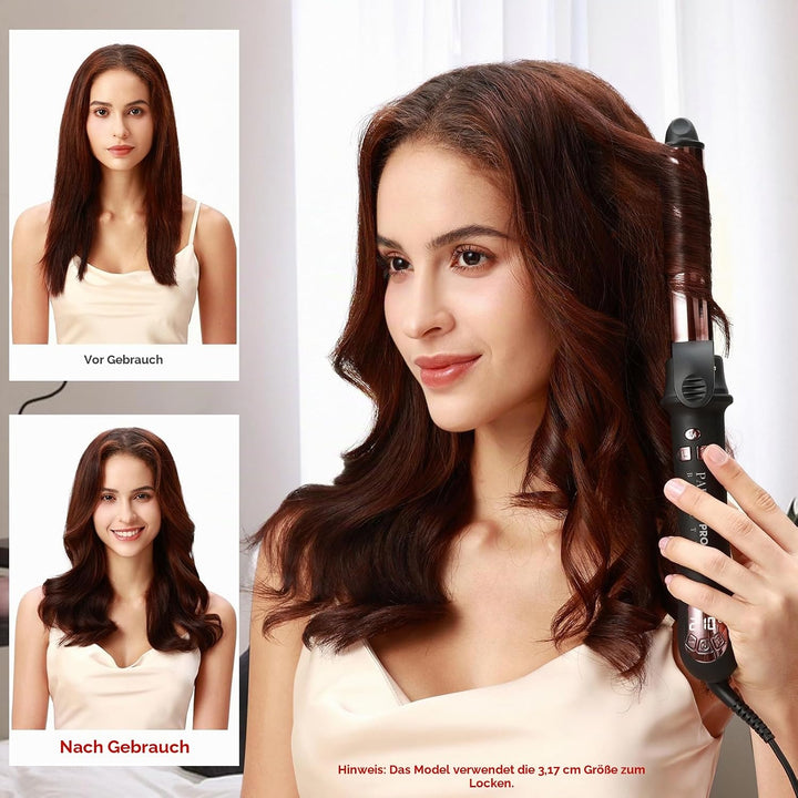 360° Rotierender Lockenstab Automatisch, PARWIN PRO BEAUTY Lockenstab Curling Iron 25mm, Nano-Titan-