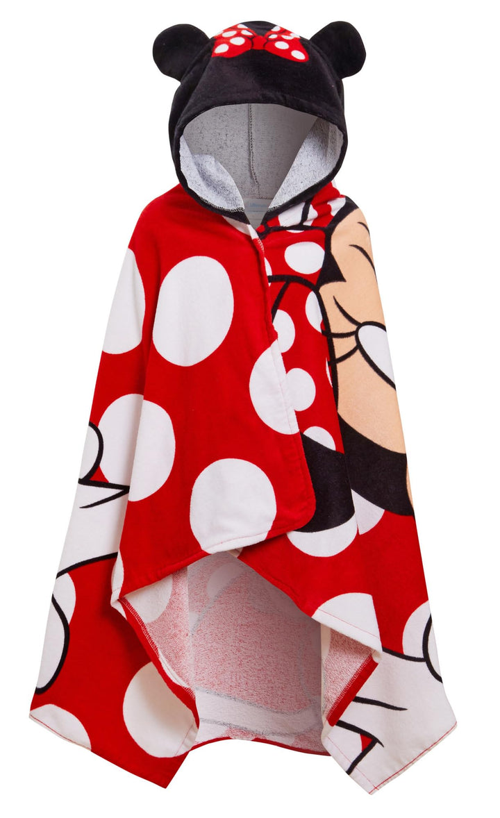 Disney Minnie Mouse Kapuzenhandtuch 100% Baumwolle Mädchen Poncho Kinder Strand Badetuch Schwimmen W