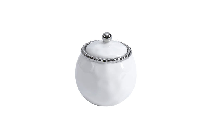 Pampa Bay Salerno Zuckerdose mit Deckel Klassisches Weiss, Weiss / Silberfarben