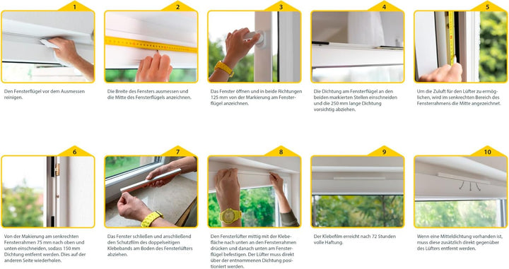 Schellenberg Fensterlüfter PLUS, weiss, bohrfreie Montage, energie- und heizkostensparend, Vorbeugun