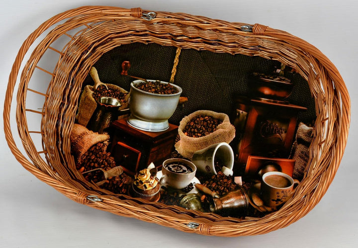 Tablett mit Henkel klappbar Motiven zur Auswahl!! 60cm! Weide Serviertablett (Kaffee Dunkel), Kaffee