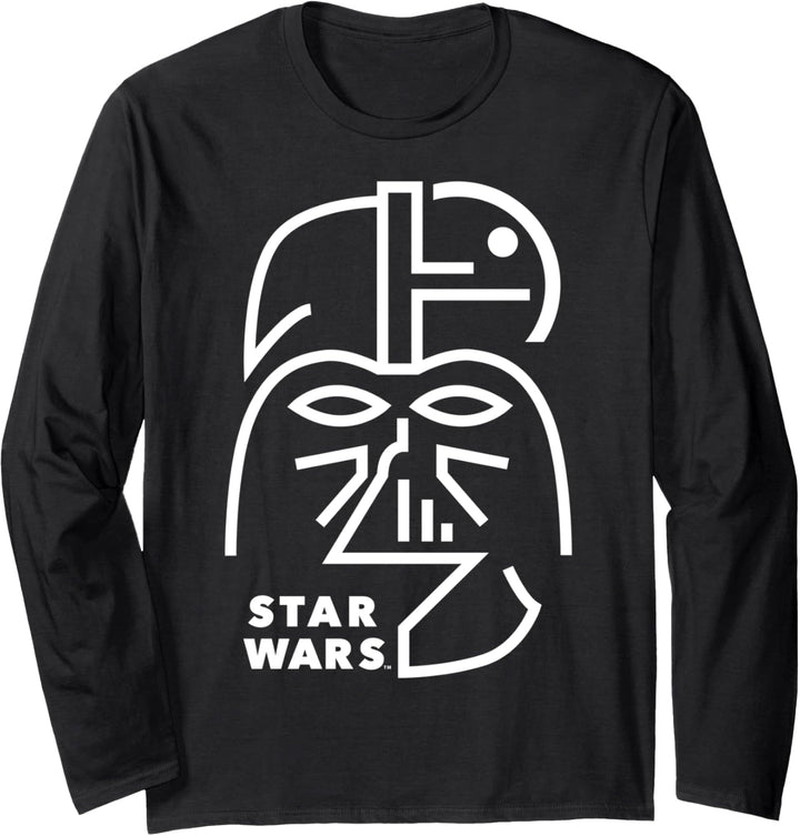 Star Wars Darth Vader Minimal Outlined Portrait Langarmshirt