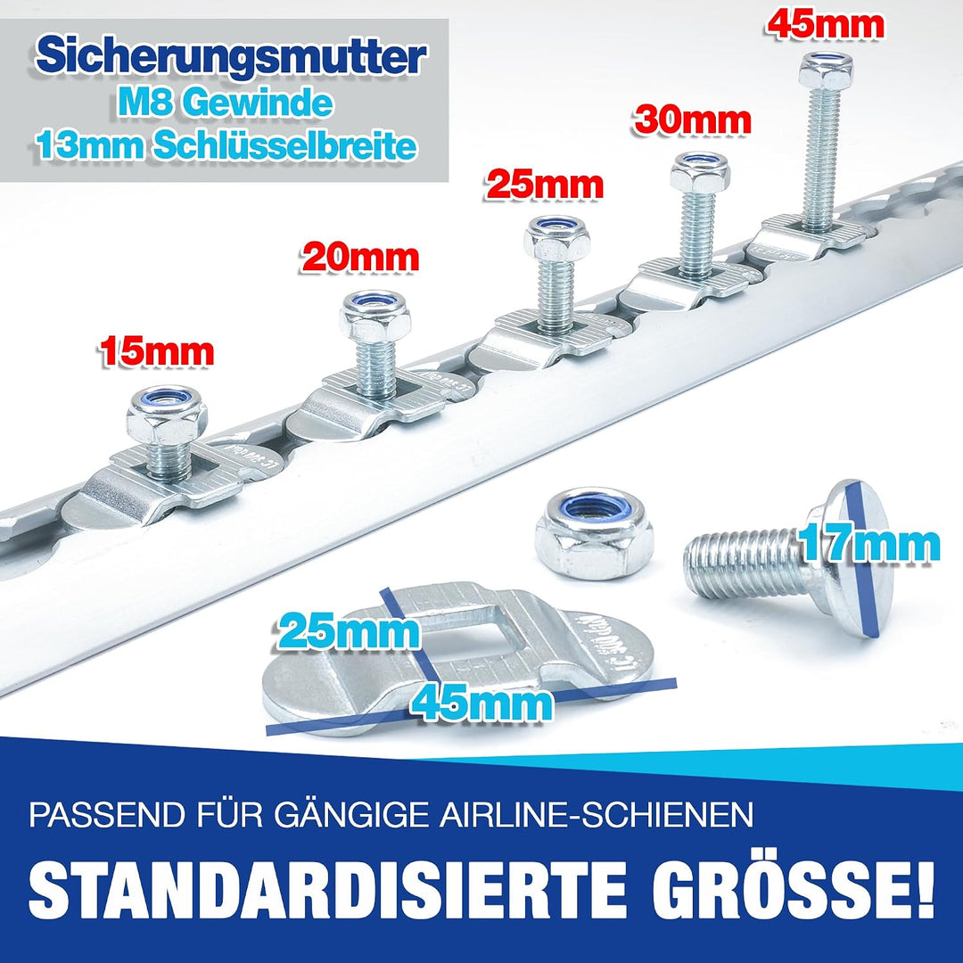 NTG Schraubfitting für Airlineschiene - Fitting Single Endbeschlag - Set 25 mm lang - 20 Stück - Lad
