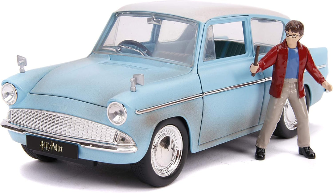 Jada JA31127 1:24 1959 Ford Anglia mit Harry Potter Figur, rostig blau Einheitsgrösse, Einheitsgröss