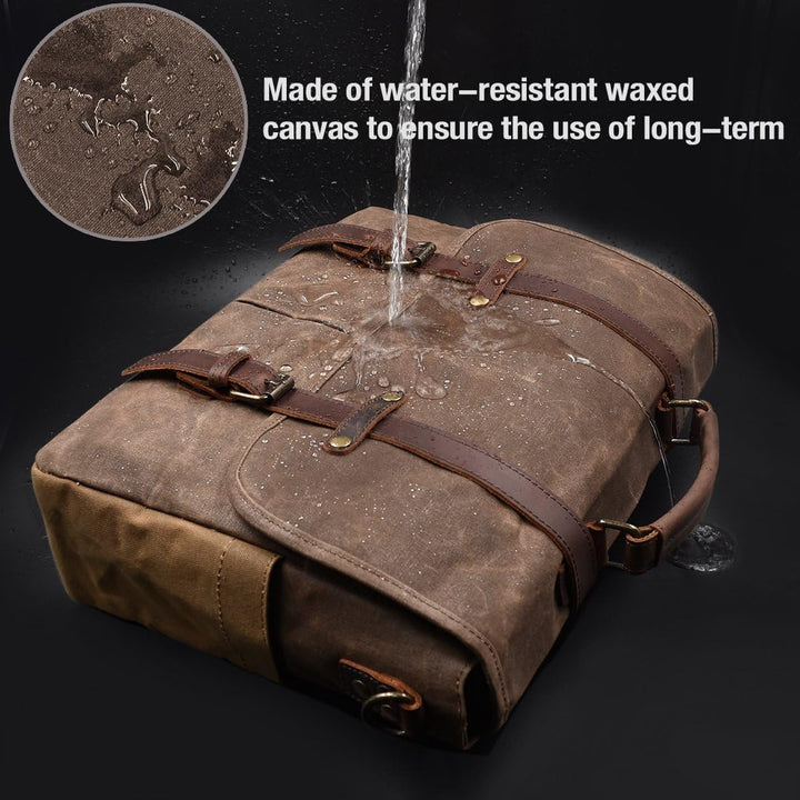 NEWHEY Herren Umhängetaschen Aktentasche Laptoptasche Wasserdichte Canvas Gross Arbeitstasche Messen
