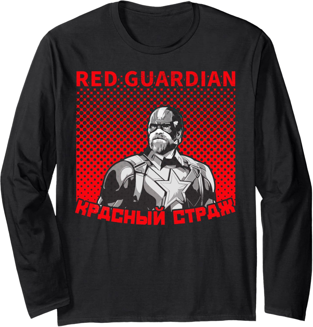 Marvel Black Widow Red Guardian Halftone Portrait Langarmshirt