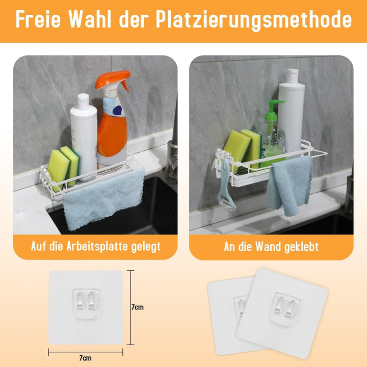 Spülbecken Organizer Küchen Organizer mit Spültuchhalter- Hängend, Kohlenstoffstahl für Spüle, Spülm