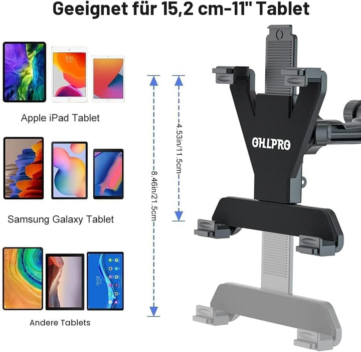 Tablet Halterung Auto, 360° Drehbare Verstellbare iPad Autohalterung, Universal Armaturenbrett Winds