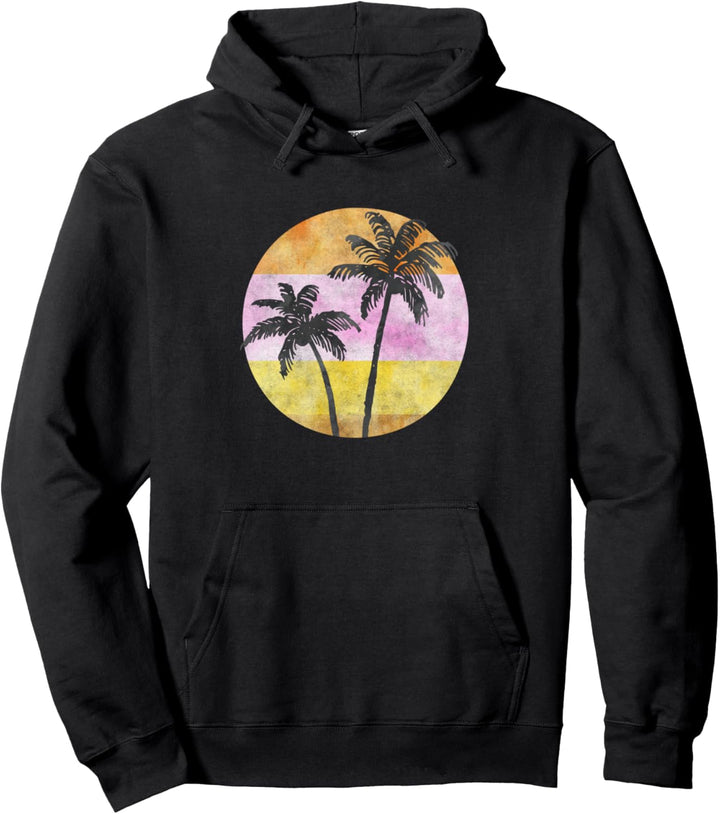 Sunset Palm Tree Silhouette-Circle Pullover Hoodie