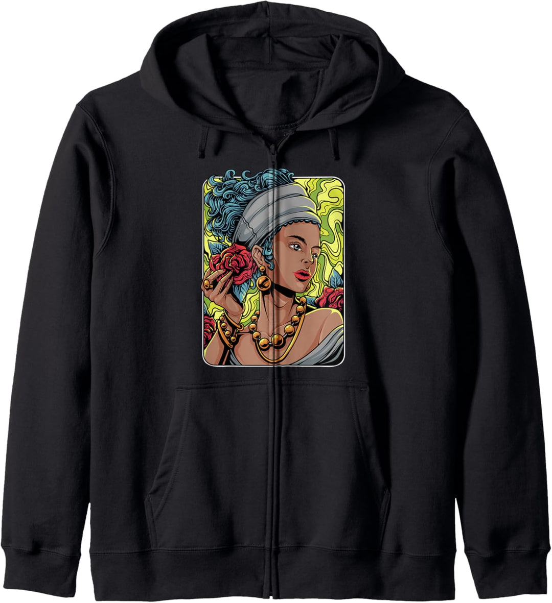 Black Pride Woman Afrocentric Art Modern Rose Melanin Queen Kapuzenjacke
