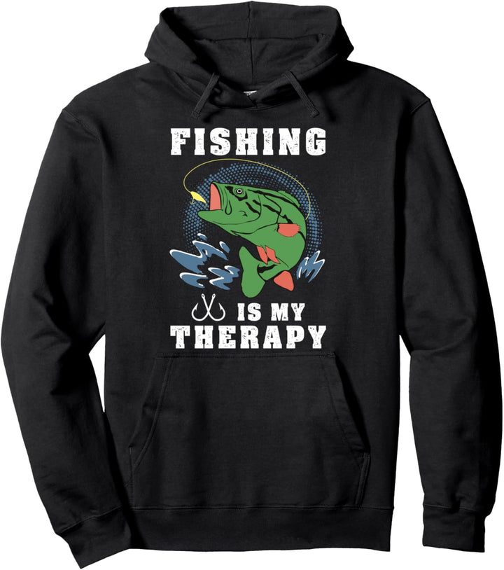 Angeln ist mein Therapiespass Angelhaken Weihnachtsfischer Pullover Hoodie