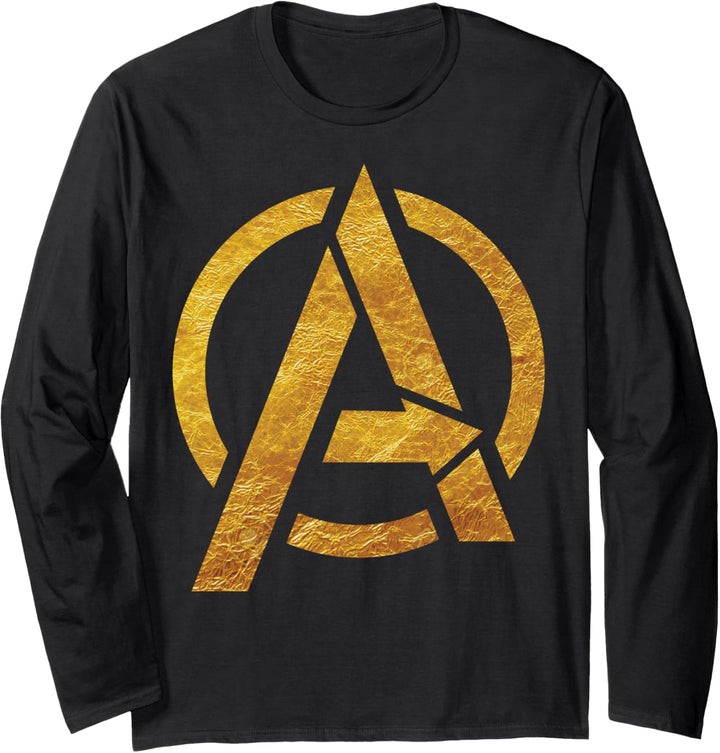 Marvel Avengers Gold Foil Chest Logo Langarmshirt