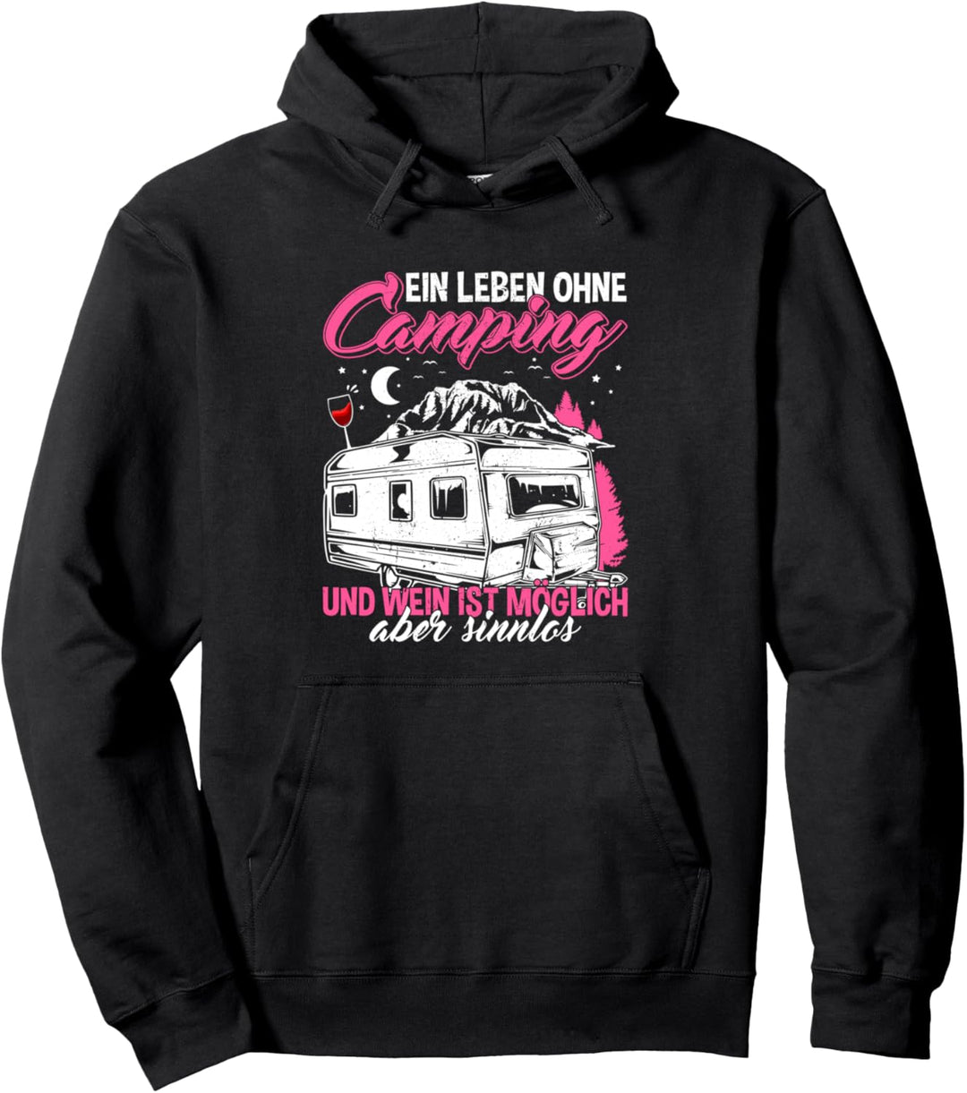 Wohnmobil Campen Camping Und Wein Frauen Camper Queen Pullover Hoodie