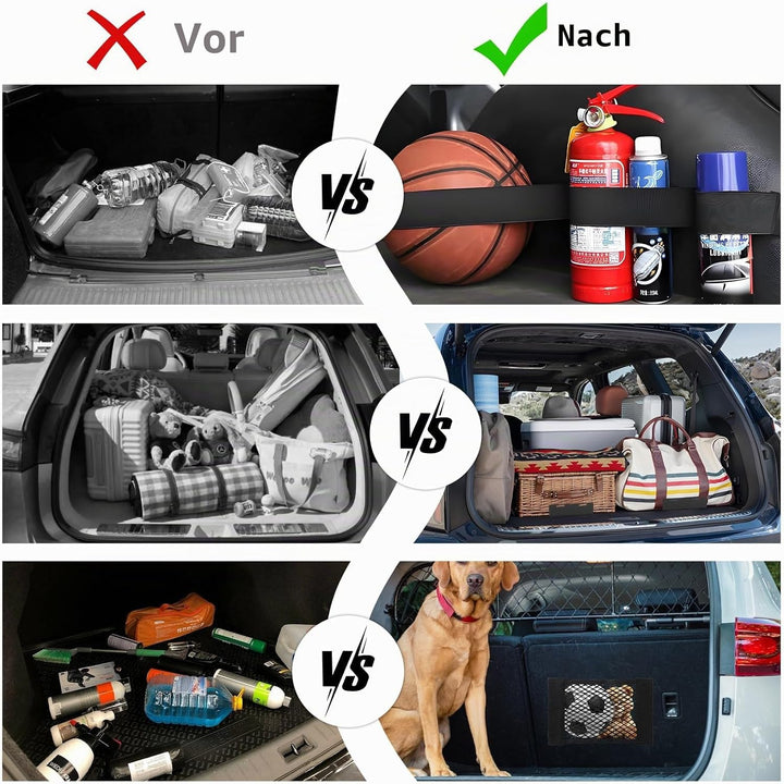 Kofferraum Klett Fixierung Set 3 Kofferraum Organizer Klett 1 Netztasche 2 Elastisches Band mit Klet