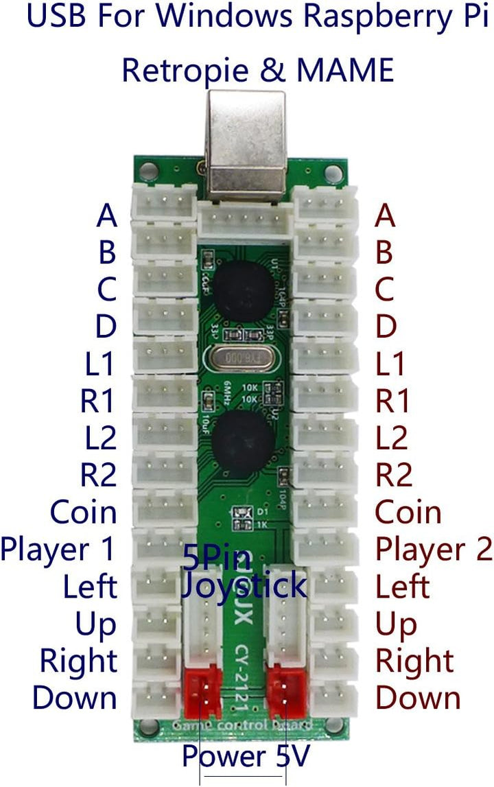 SJ@JX 2 Player Arcade Game LED DIY Kit LED Button Zero Delay USB Encoder Mechanical Keyboard Switch