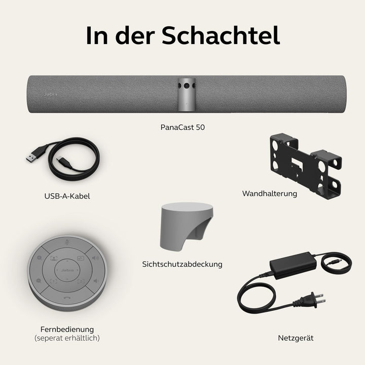 Jabra PanaCast 50 Videokonferenz Kamera Panorama Webcam 4K mit Videokonferenzsystem für kleine &amp; mit