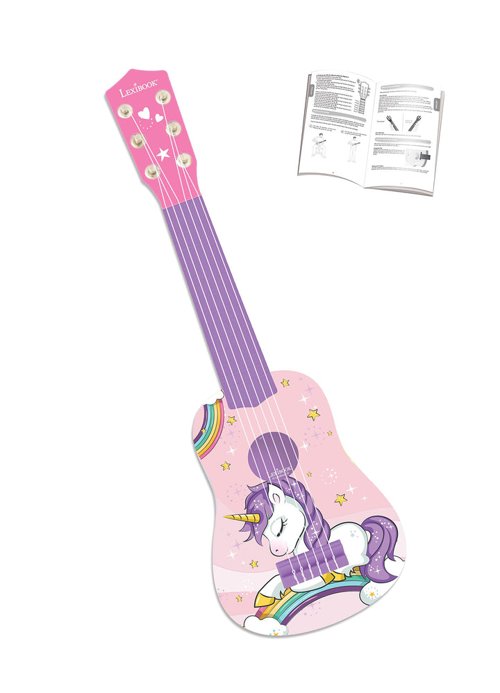Lexibook erste Gitarre Einhorn für Kinder, 6 Nylonsaiten, 53 cm, Anleitung inklusive, Rosa/Blau, K20