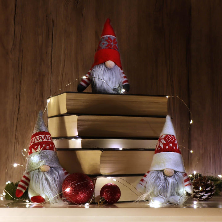 com-four® 3X Premium Weihnachts-Wichtel 18cm - winterliche Zwergen-Figur - Weihnachtsdeko - skandina