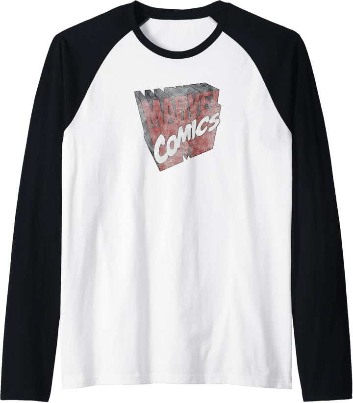 Marvel Retro 3D Logo Red Raglan