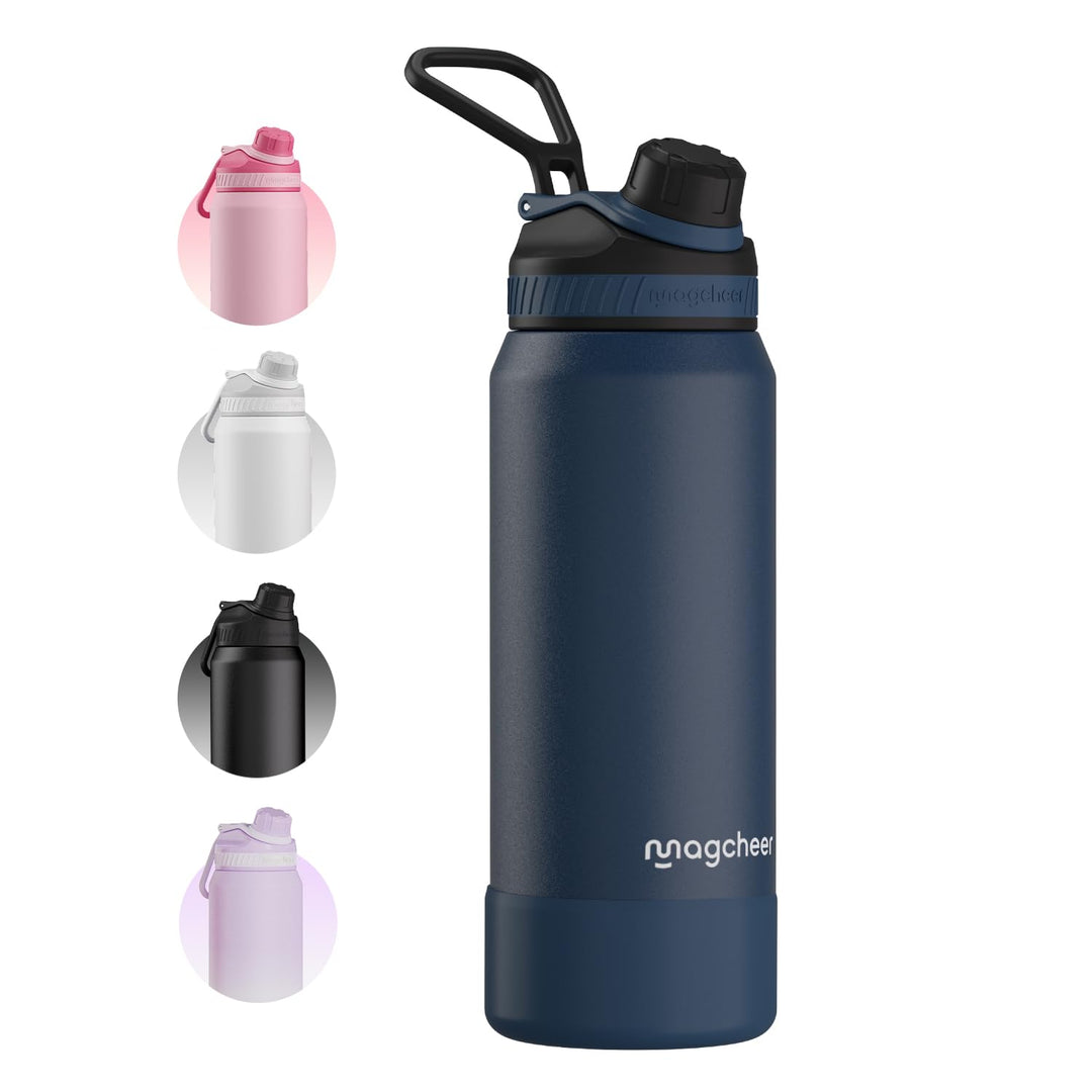 magcheer Isolierte Edelstahl Trinkflasche 1L mit Griff | BPA-Frei &amp; Auslaufsichere Isolierte Thermos