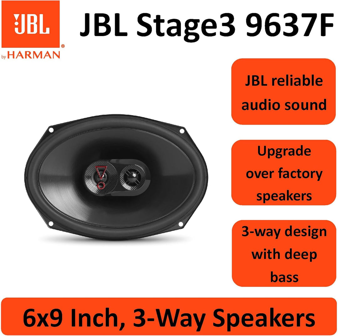 JBL Stage3 9637F 3-Wege Auto Lautsprecher Set von Harman Kardon ohne Gitter - 375 Watt KFZ Ovale Aut