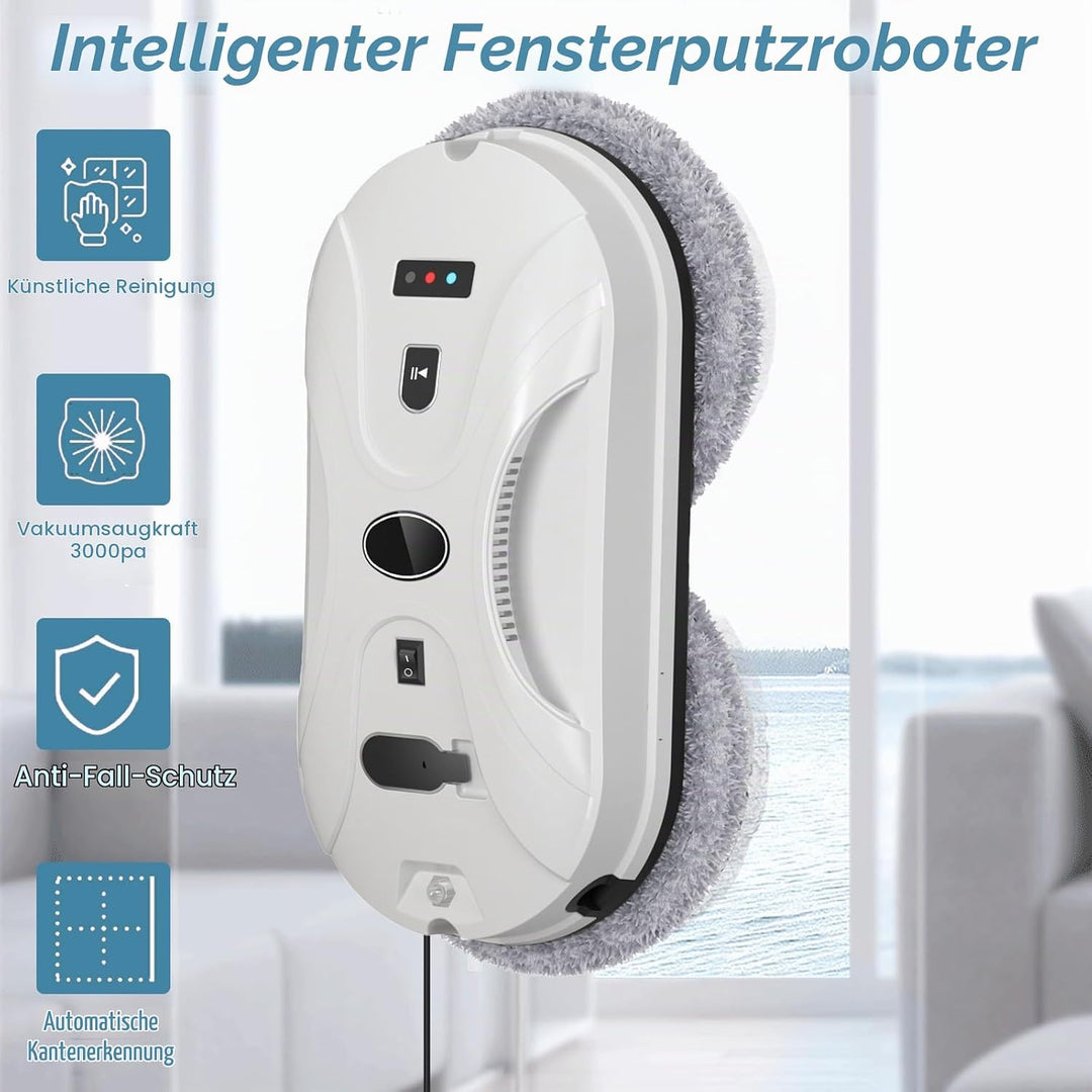 Fensterputzroboter, 5600Pa Automatischer Fensterreiniger mit Fernbedienung und 10 Tüchern, Fensterre