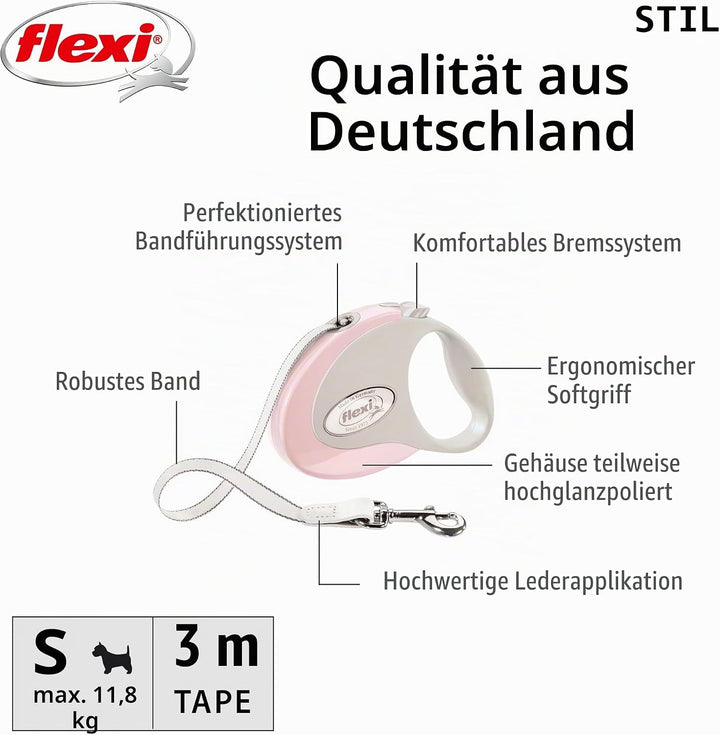 Flexi Klassische einziehbare Hundeleine (Band), ergonomisch, langlebig und verhedderungsfrei, 3 m, k