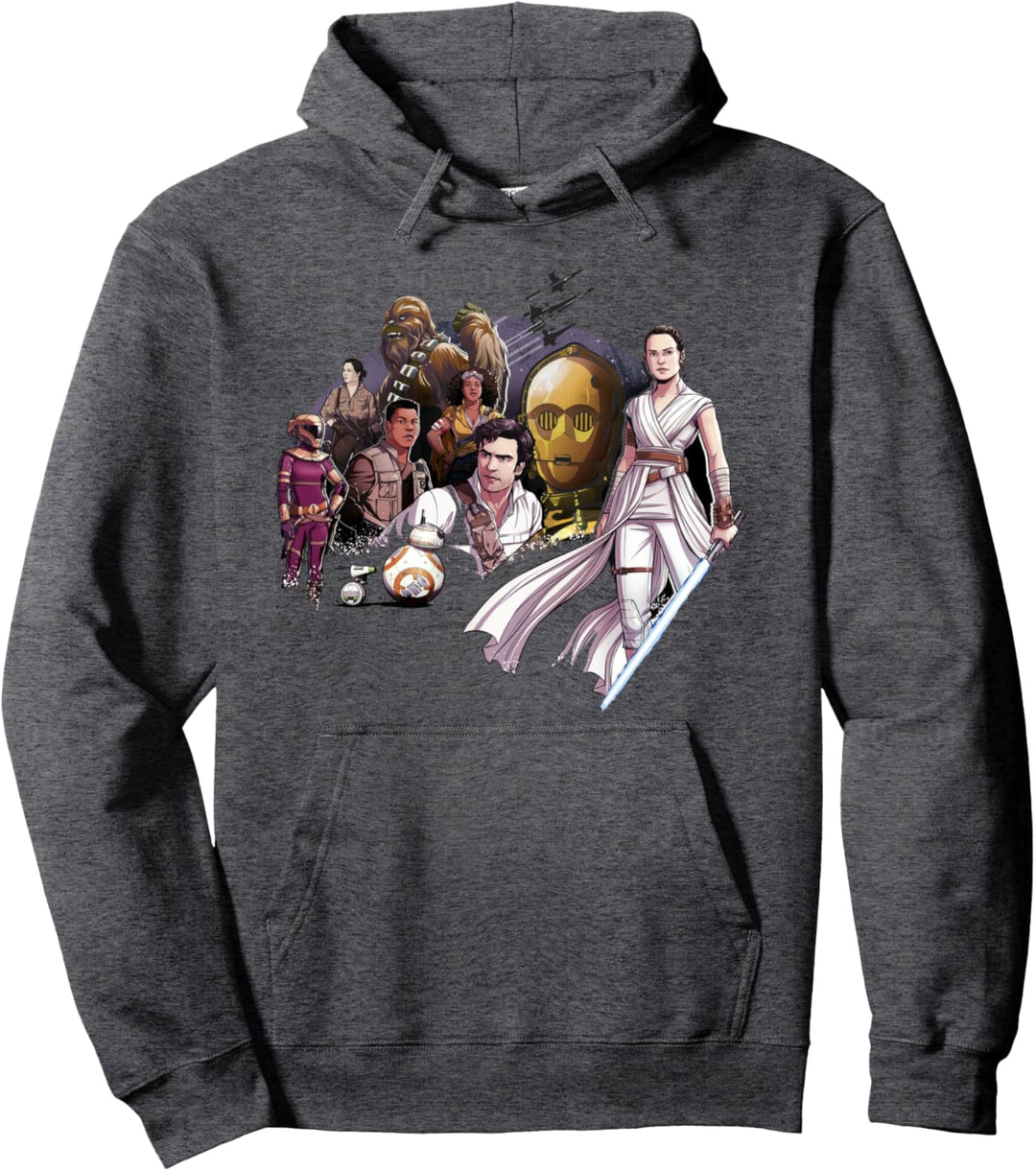 Star Wars: The Rise Of Skywalker Group Shot Cartoon Pullover Hoodie
