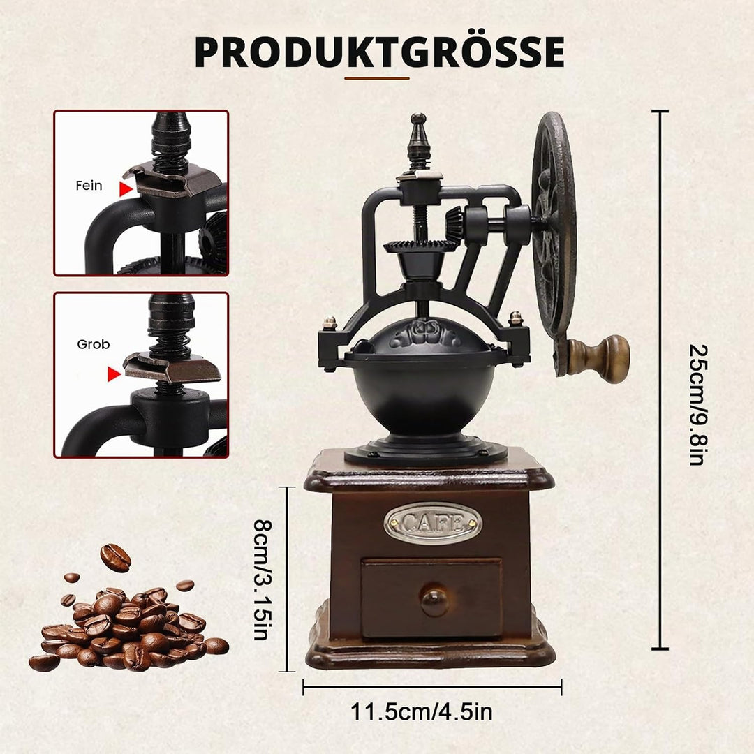 Manuelle Kaffeemühle, Vintage-Stil Hölzerne Handkaffeemühle, Tragbare Handmühle Mit Einstellungen &amp;