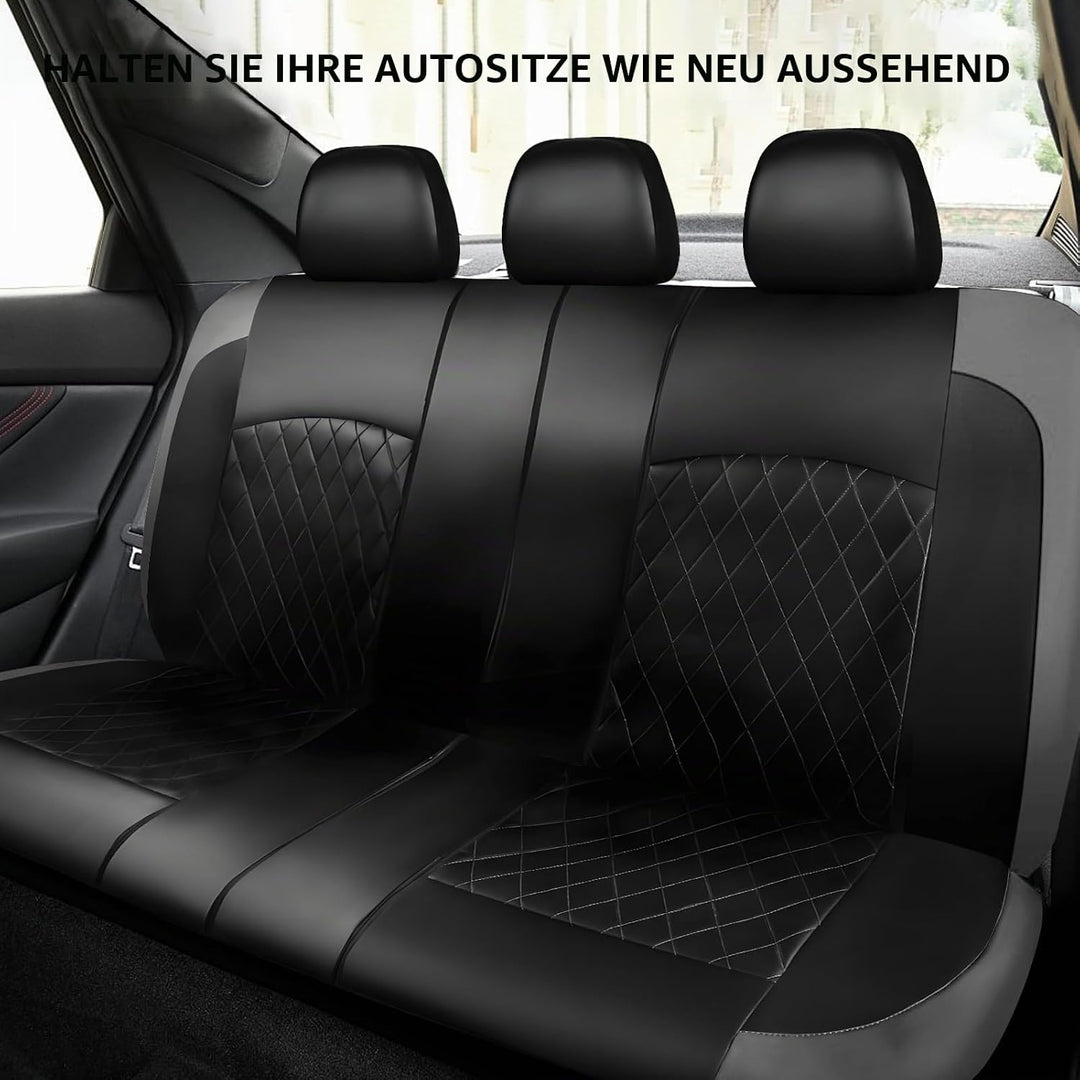 9 Stück Leder Autositzbezüge Sets,Wasserdichtes Sitzbezüge Auto Komplettset,Wasserdicht Vordersitze