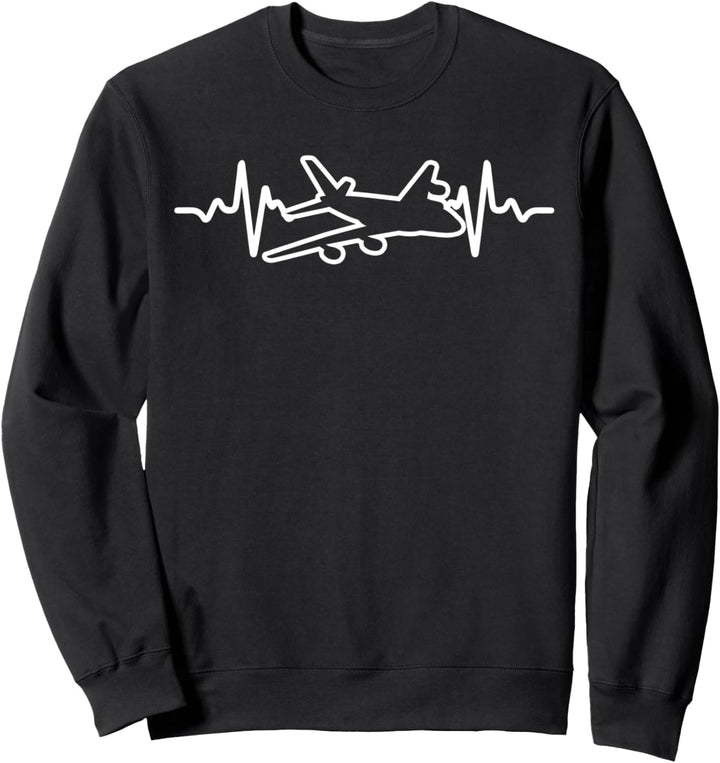 Flugzeug Herzschlag Pilot Sweatshirt