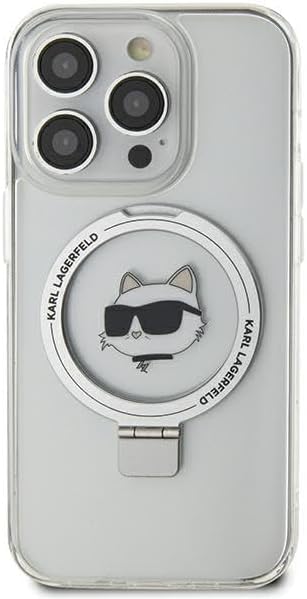 KARL LAGERFELD KLHMP15XHMRSCHH Hülle für iPhone 15 Pro Max 6.7" Weiss hardcase Ring Stand Choupette