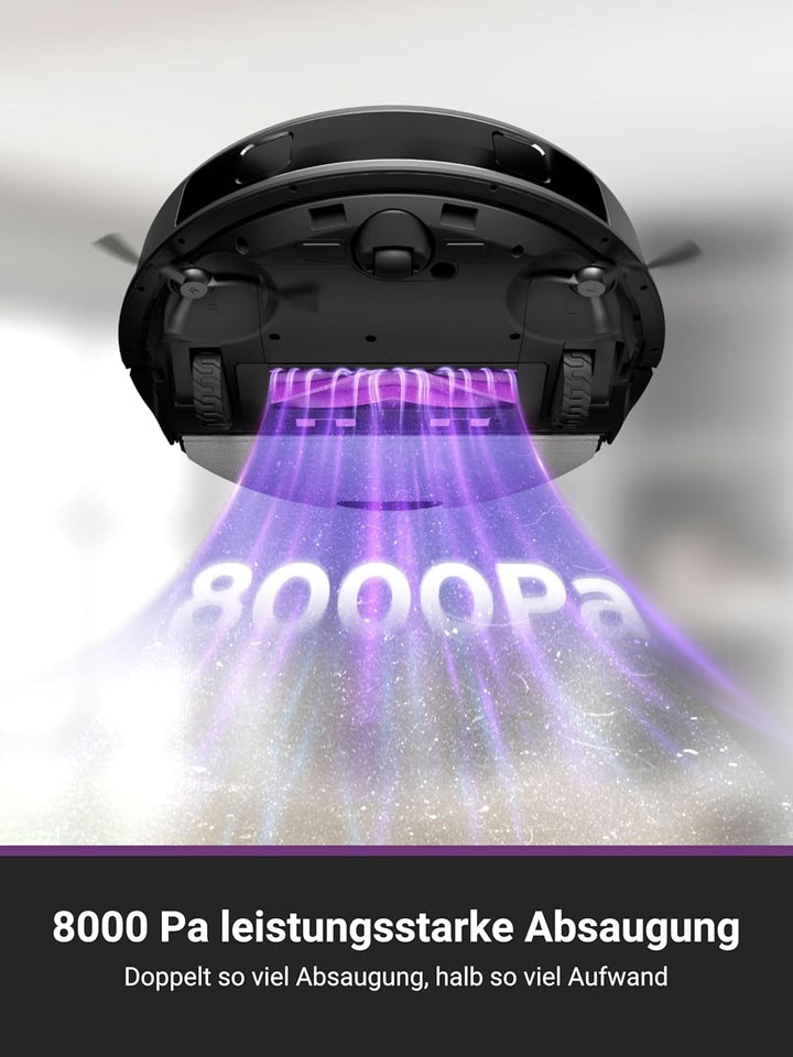 EUREKA E20 Plus Saug- &amp; Wischroboter + beutelloser Multi-Zyklon Absaugstation (Duo-KI-3D-Hindernisve