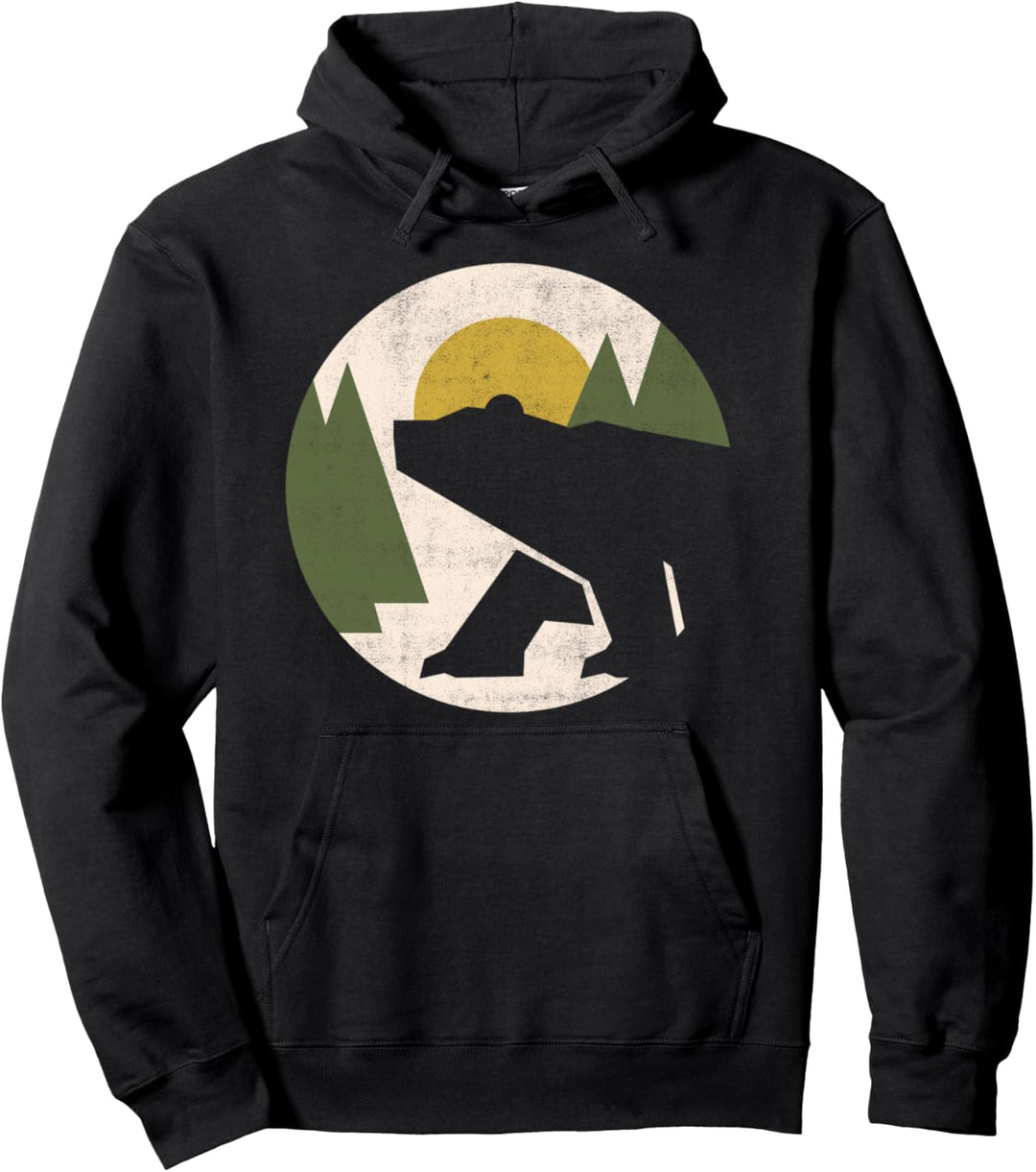 Trendy Geo Circle Bear Pullover Hoodie